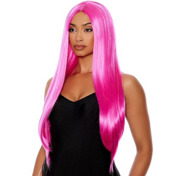 Long Hot Pink Straight Wig - Picture 1 of 4
